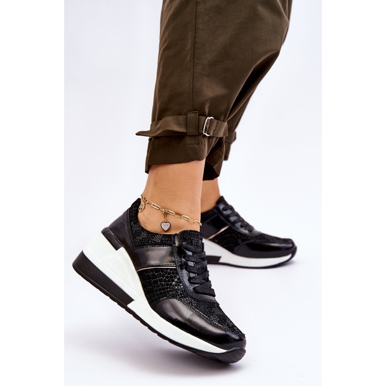 S.Barski Crosby ženske kožne tenisice na wedge crne crno 2