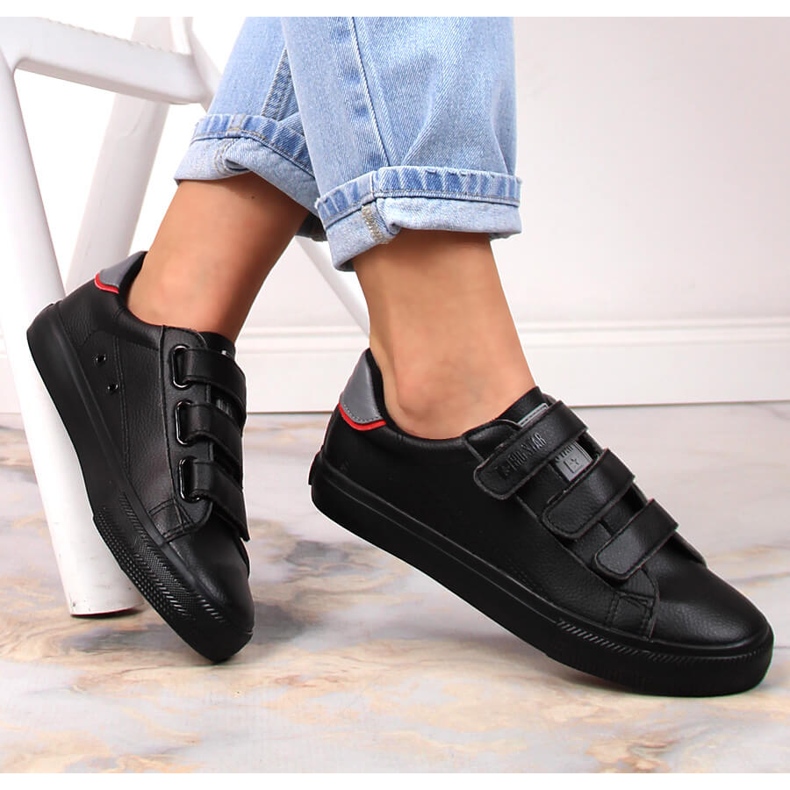 Big Star LL274A208 crne tenisice od ekološke kože na čičak crna 1