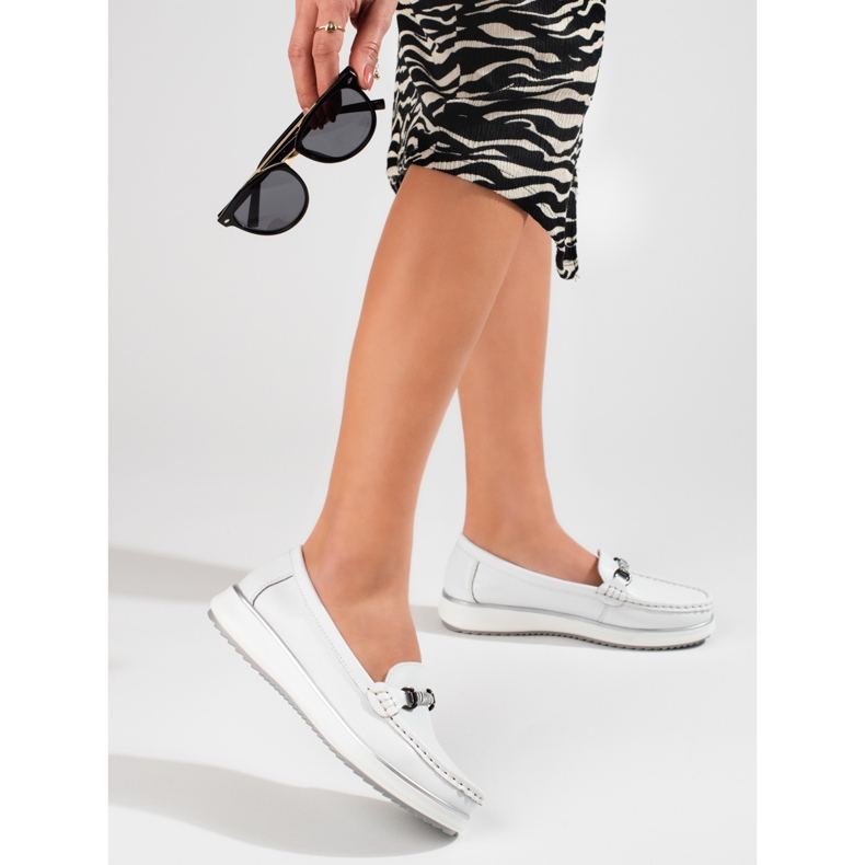 Klasične ženske kožne mokasine Vinceza bijele boje bijela 1