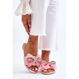 PS1 Ženske papuče s mašnom i kamenčićima, ružičaste Jolene ružičasta 1