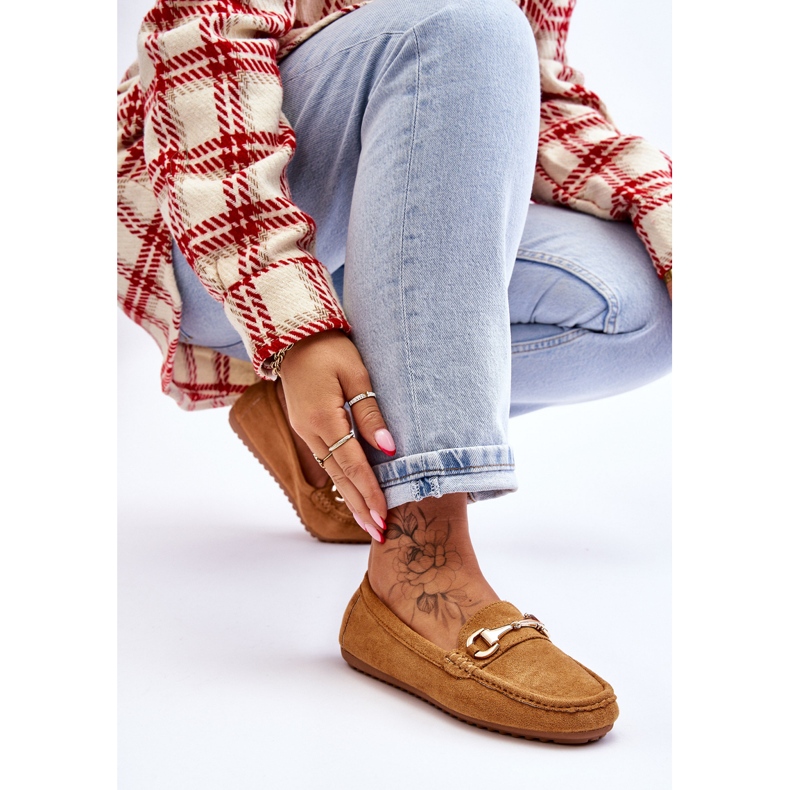 Klasične natikače od brušene kože s ukrasom boje deve Arla smeđa 2