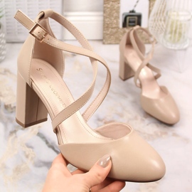 Sergio Leone SK863 ženske sandale za kavu na visoku petu bež 1