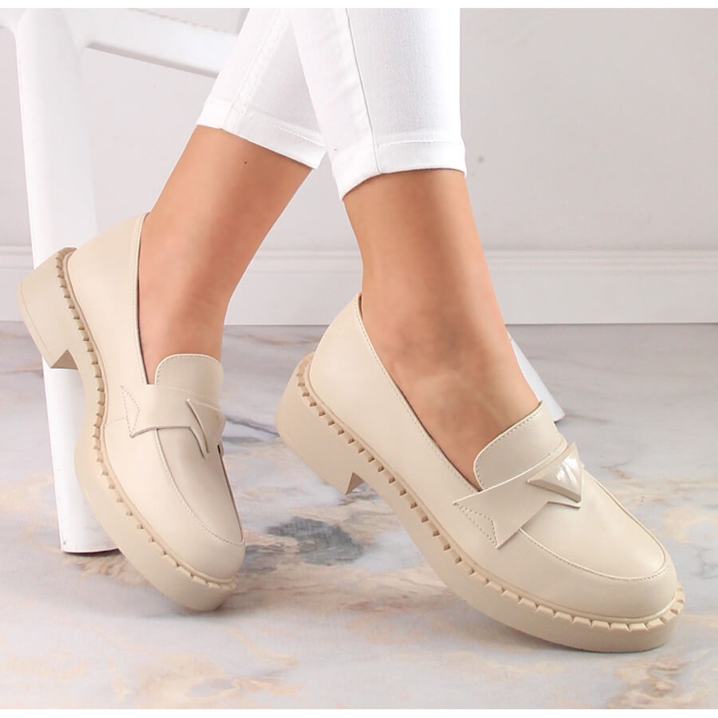 Mokasinke Potocki SZ12002 na visoku petu i platformu bež 1