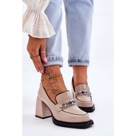 S.Barski Udobne salonke na masivnu petu Bež Julien 1