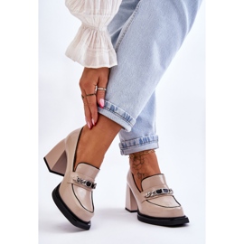 S.Barski Udobne salonke na masivnu petu Bež Julien 2