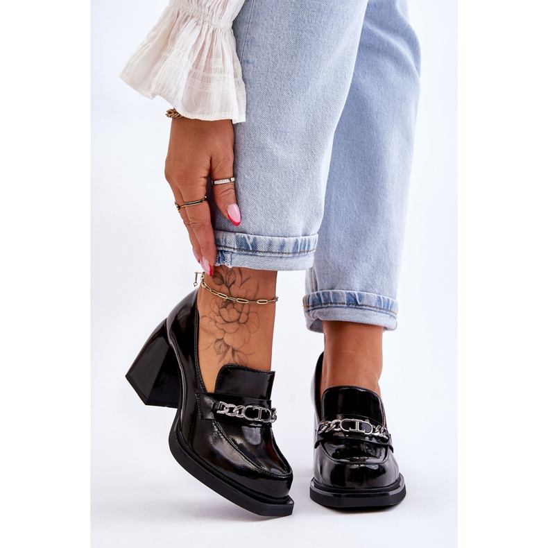 S.Barski Udobne salonke na masivnu petu crne Julien crna 1