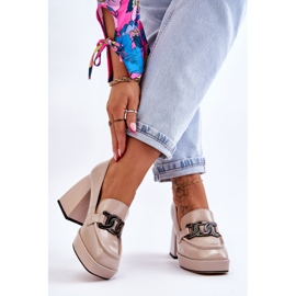 S.Barski Kožne cipele na masivnu petu Bež Maximo 2