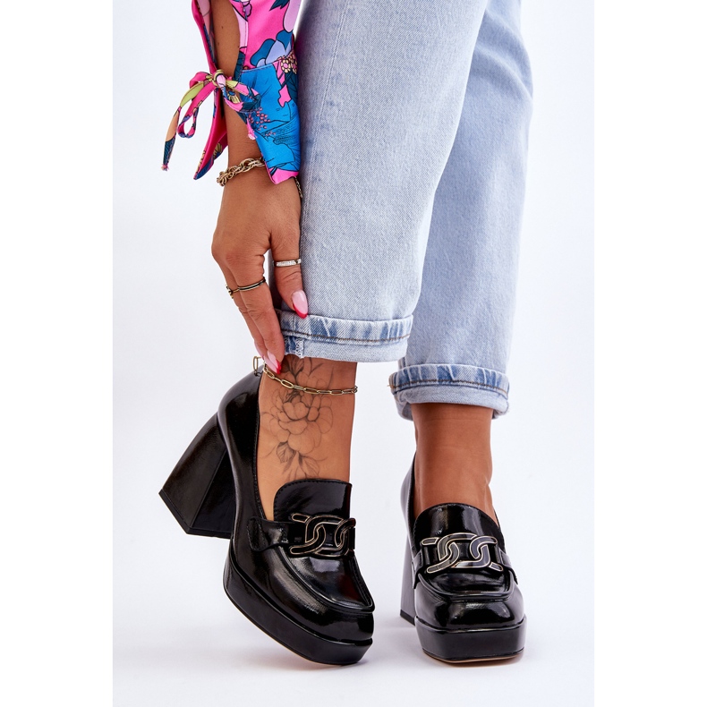 S.Barski Kožne cipele na masivnu petu crne Maximo crno 1