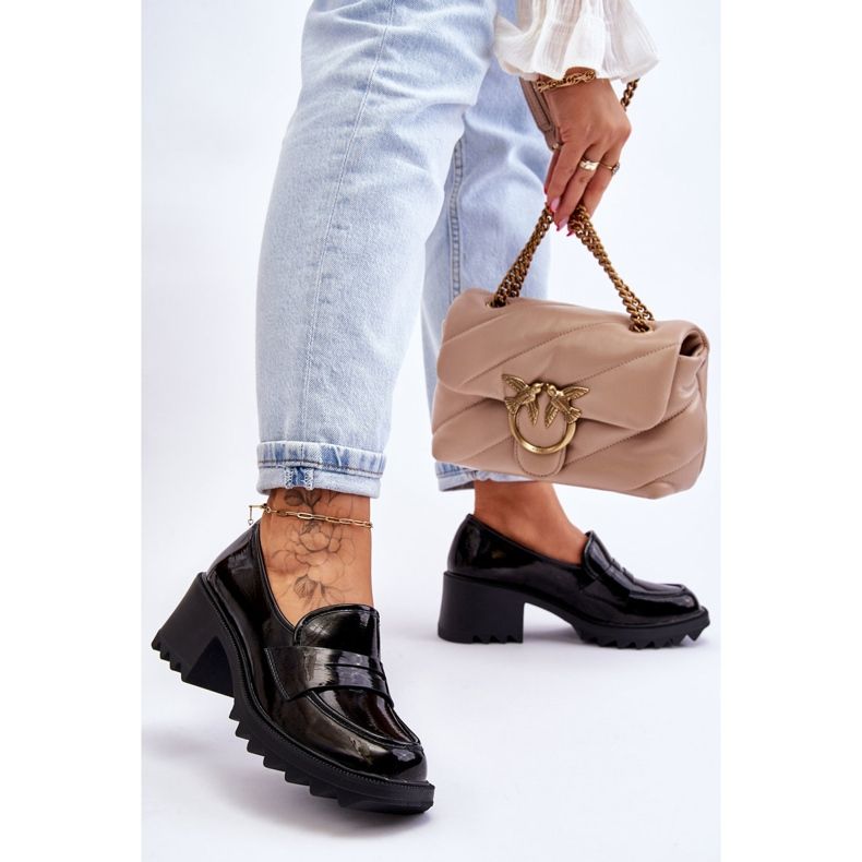 S.Barski Lakirane mokasinke na petu Black Jay crna 2