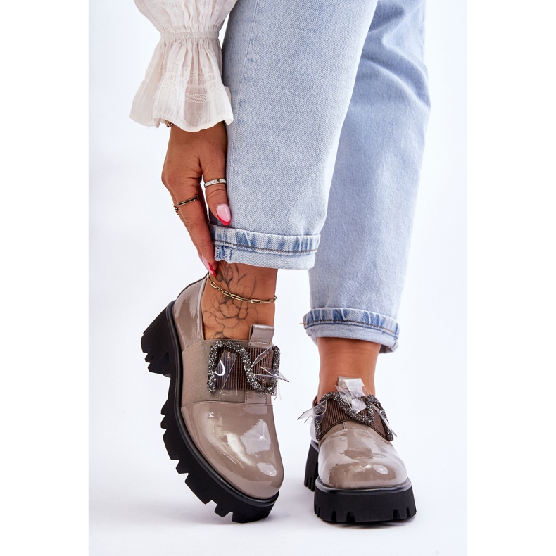 S.Barski Lakirane cipele s ornamentima Siva Keily 1