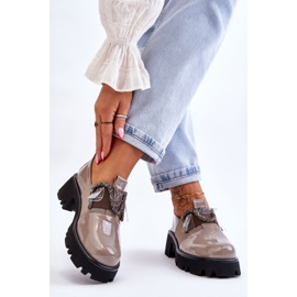 S.Barski Lakirane cipele s ornamentima Siva Keily 2