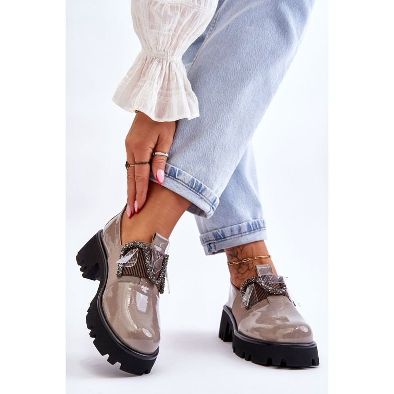 S.Barski Lakirane cipele s ornamentima Siva Keily 2