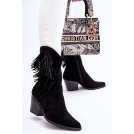 S.Barski Ženske niske kaubojske čizme od brušene kože crne Elyse crna 2