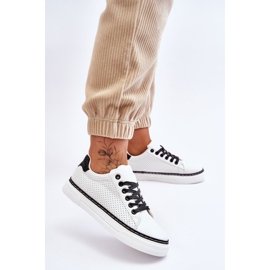 BM Ženske niske perforirane tenisice bijelo-crne Daxton bijela crna 2