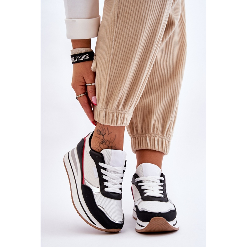 BM Ženske tenisice na wedge i platformu bijele i crne Allen bijela 1