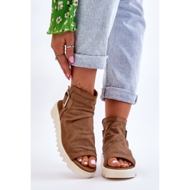 BM Ženske sandale s gležnjačama Camel Adonis smeđa 1