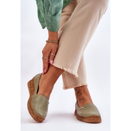 Lemar Ženske kožne espadrile na Wedge Green Hadlee zelena 2