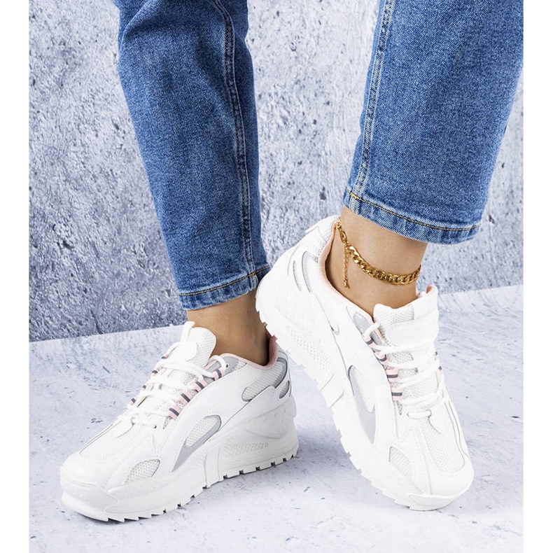 PA1 Bijele i ružičaste tenisice na wedge brenda Germain bijela ružičasta srebro 1