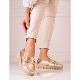 Ženske zlatne mokasine na platformi Shelovet zlatna 2