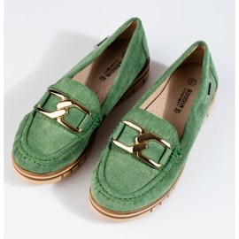 SHELOVET Ženske zelene natikače od brušene kože Shelobvet zelena 1