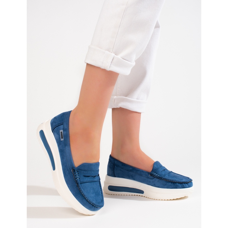Plave ženske mokasinke s debelim đonom Shelovet plava 1