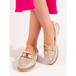Ženske bež mokasine na platformi Shelovet zlatna 2