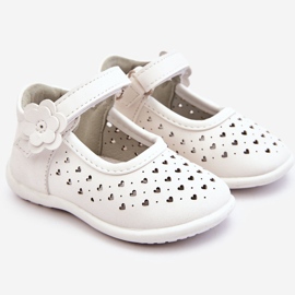 PA1 Dječje visoke ažur balerinke s čičakom White Jianna bijela 1