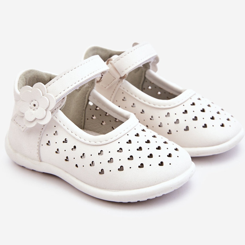 PA1 Dječje visoke ažur balerinke s čičakom White Jianna bijela 1