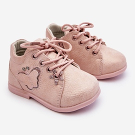 Kožne čizme na vezanje s leptirom, ružičasta Avi 1