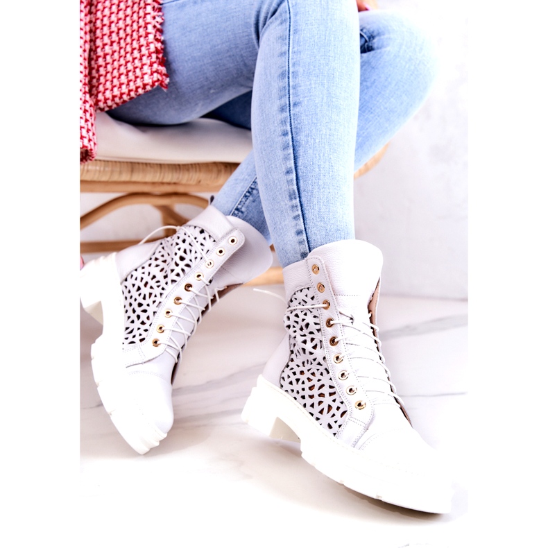 FILIPCZYK Bijele Aileen ažurne kožne čizme bijela 2