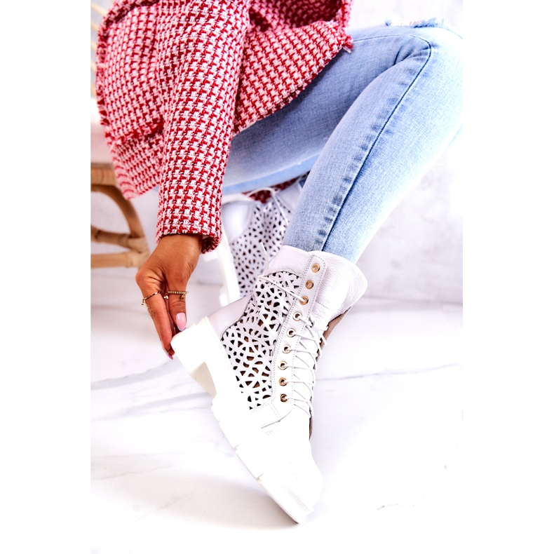 FILIPCZYK Bijele Aileen ažurne kožne čizme bijela 3