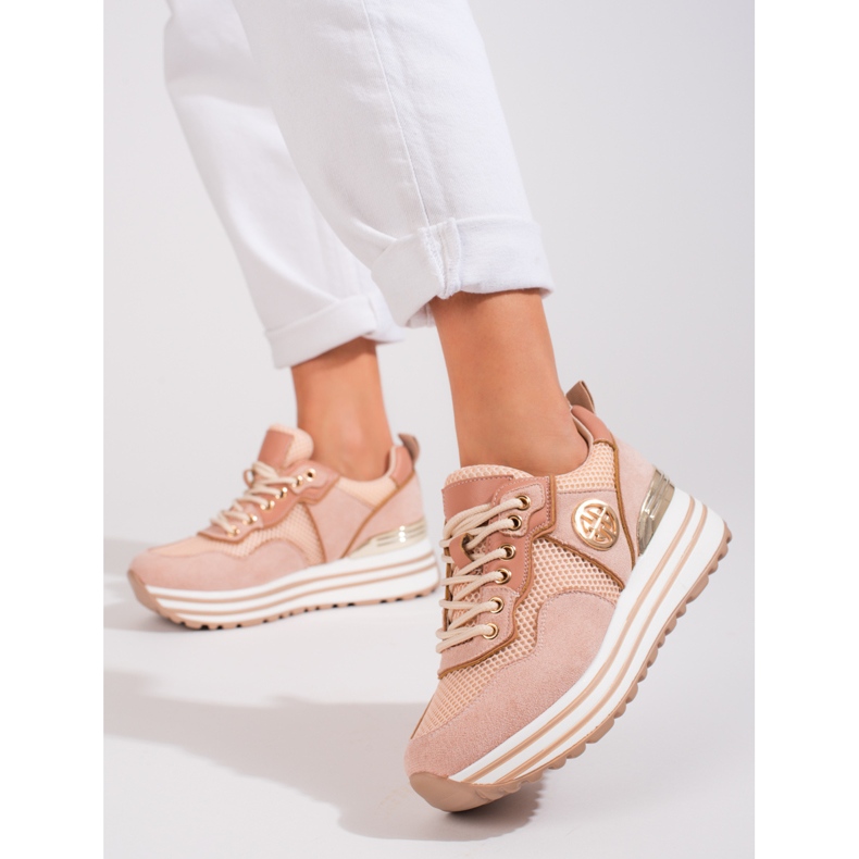 W. Potocki Ženske tenisice na vezanje Potocki puder ružičasta 1