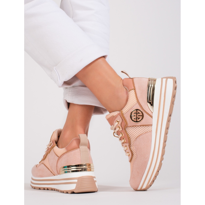 W. Potocki Ženske tenisice na vezanje Potocki puder ružičasta 2