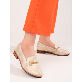 Klasične ženske mokasine Shelovet gold bež 2