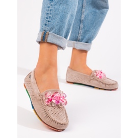 Ženske natikače od brušene kože Shelovet bež boje 1