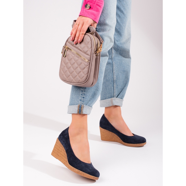 W. Potocki Ženske tamnoplave cipele na klin Potocki mornarsko plava plava 1