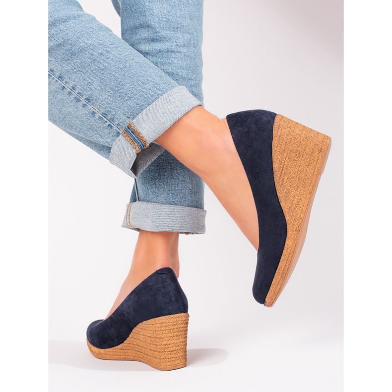 W. Potocki Ženske tamnoplave cipele na klin Potocki mornarsko plava plava 2