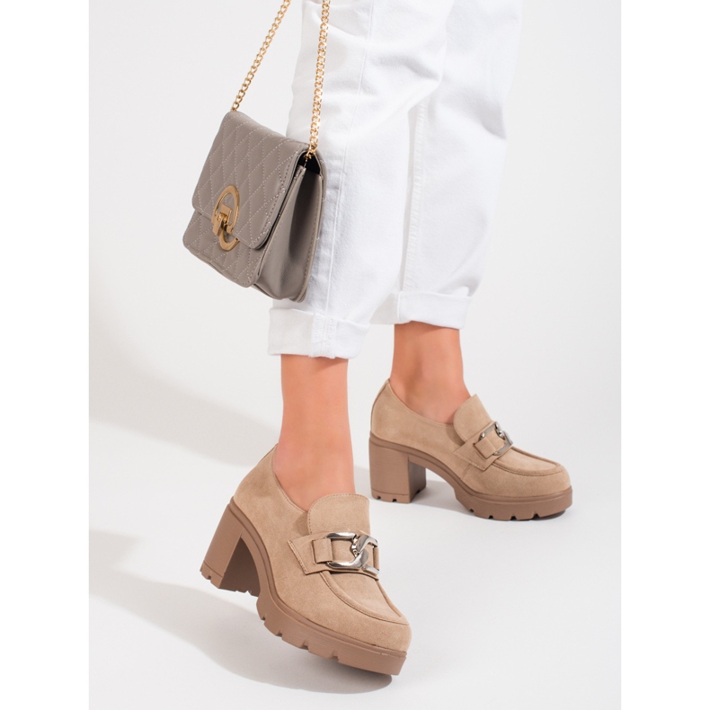 W. Potocki Bež cipele s visokom petom od brušene kože iz Potockija 2