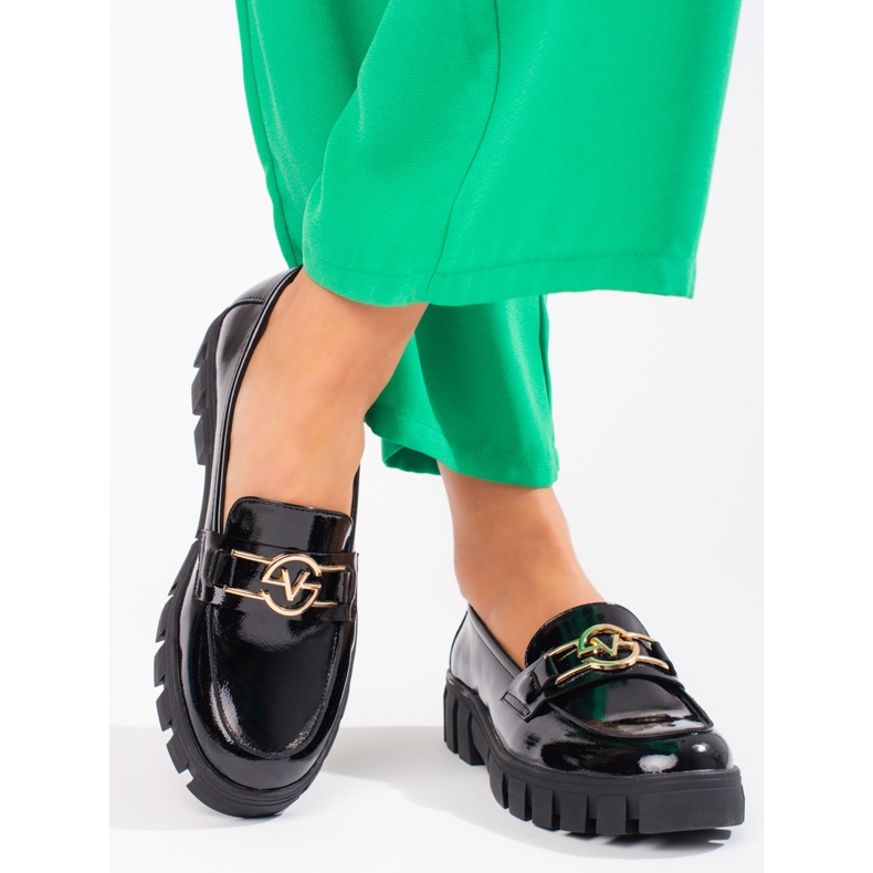 Vinceza ženske lakirane mokasine s platformom crne boje crno 1