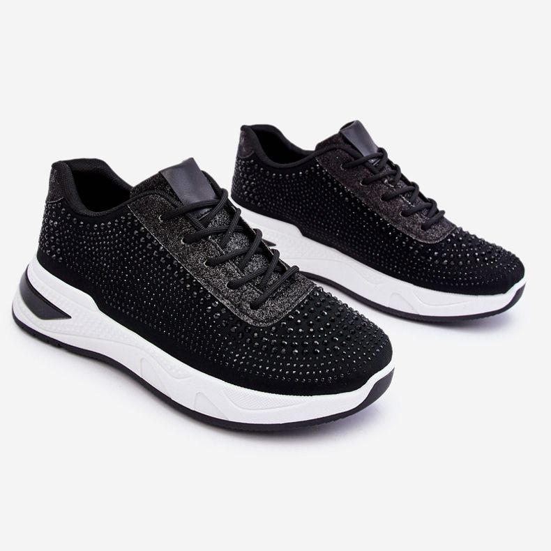 Ženske tenisice sa cirkonima Black Raiden crno 1