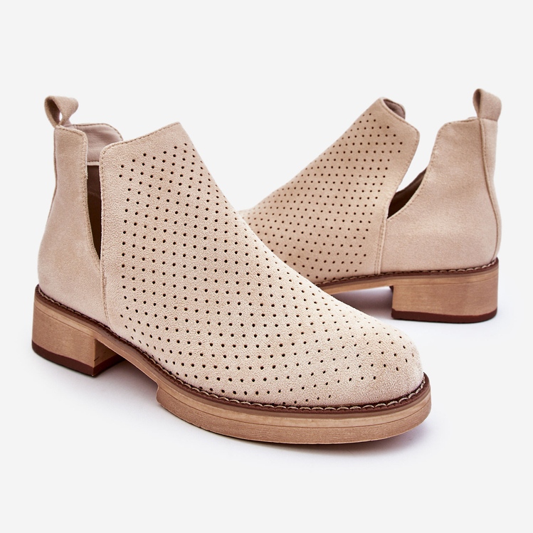 PS1 Angie bež čizme s ravnom potpeticom od antilopa 1