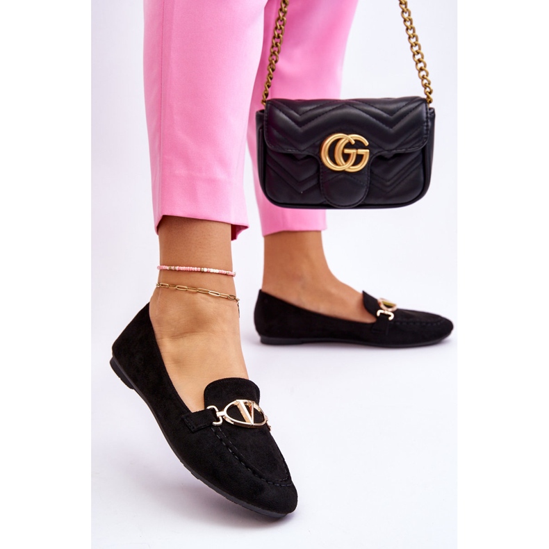 Vinceza Mokasine od antilopa od crne trske s ukrasnim elementom crno 2