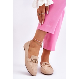 Vinceza Mokasine od brušene kože s ukrasnim elementom u bež boji 1