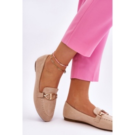 Vinceza Mokasine od brušene kože s ukrasnim elementom u bež boji 2