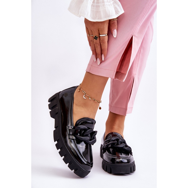 Vinceza Ženske lakirane mokasine s platformom crne Bennett crna 1