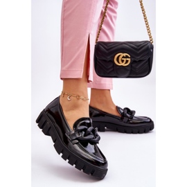 Vinceza Ženske lakirane mokasine s platformom crne Bennett crna 2