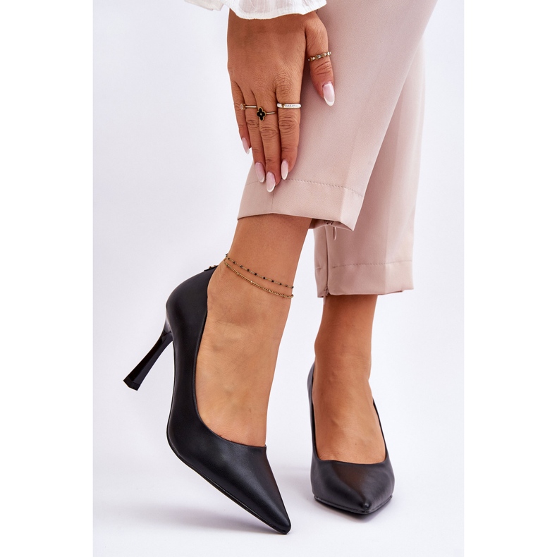 Vinceza Kožne klasične visoke potpetice crne Kelsey crno 1