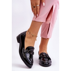 Vinceza Crne Marra lakirane mokasine s ravnom petom crno 1