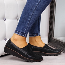 Kožne ženske cipele, slip-on crne Helios 350 crno 2