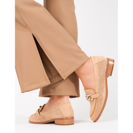 W. Potocki Ženske ažurne mokasine od brušene kože Potocki bež boje 1